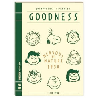 SNOOPY 加厚燙金筆記本 查理布朗設計, 1個, 16K-綠 橫線/EPNA-11602