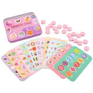 틴케이스 원목 자석 메모리게임 34피스, 핑크, 1개, 1인용