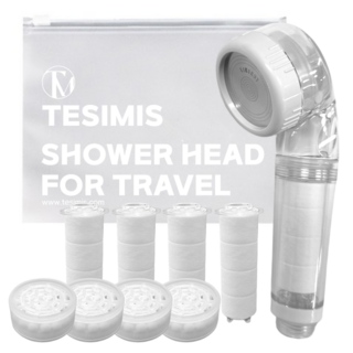 테시미스 여행용 샤워기 필터내장 본품 + 헤드필터4p + 세디먼트필터4p + 파우치세트, 화이트, 1개