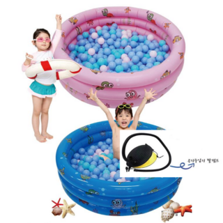 유아용 수영장 /베란다에서도 간편하게! 100cm 중형 원형 풀장과 발펌프 기획세트, X, 블루, 1개
