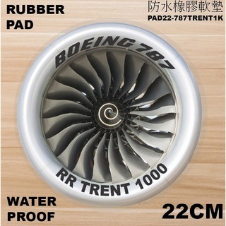 RBF Boeing 787 TRENT 1000 圓形軟墊 22cm 防水滑鼠墊 PAD22-787TRENT1K, 1個