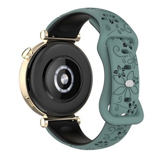 Huawei Watch GT6 矽膠壓花錶帶, 1個, 綠黑,GT2 / GT3 42mm, 綠黑