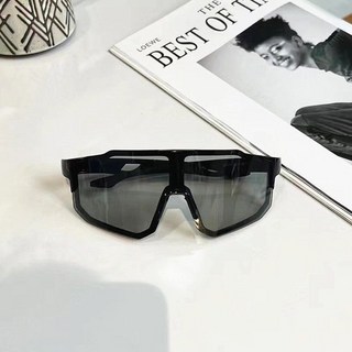 戶外運動登山滑雪騎行防風遮陽偏光太陽眼鏡歐美墨鏡機車大框顯瘦, 1個, 黑框變色片