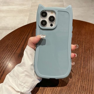 貓耳朵適用果粉17PRO高級感14透明tpu簡約iphone15promax手機殼女
