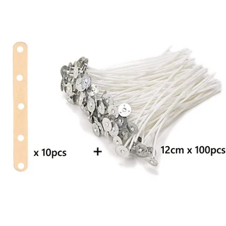 새로운 왁스 코팅 캔들 심지 세트 스탠드 원래 무연 간장 오일 짠 양초 용품 만들기, 23 12cm 110pcs