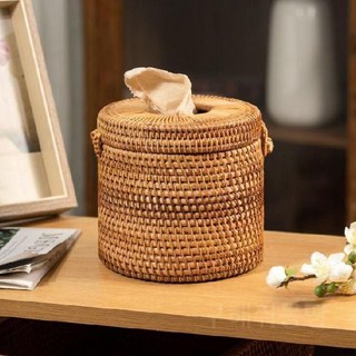 원형휴지케이스 두루마리휴지보관함 라탄 티슈 화장지 롤 곽, 1개, 사각형 23x13x10