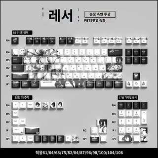 ZE 체인소맨 레제 체리 어 승화 키캡 60HE Wooting 키보드 PBT, 플러그 129 키 순정 측각 범용