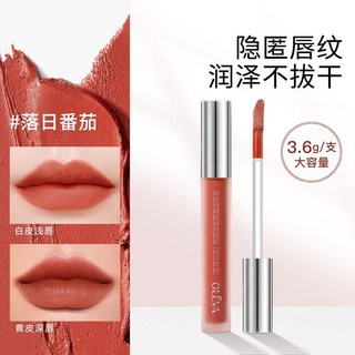 奧洛菲脣釉柔霧持妝絲絨脣釉空氣啞光口紅女學生大容量3.6g, 落日番茄色, 1個