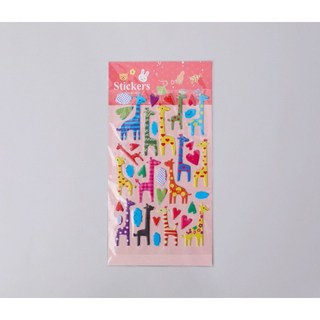 萱寶媽咪baby童裝館 聖誕節泡泡貼3D立體水晶寶石貼紙，閃亮燙金鑽石裝飾，多款動物交通工具造型泡綿立體貼紙, 017長頸鹿泡泡貼