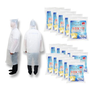 일회용 우의 백색 작업복 등산용 배달 비옷, 100개, 화이트(투명)