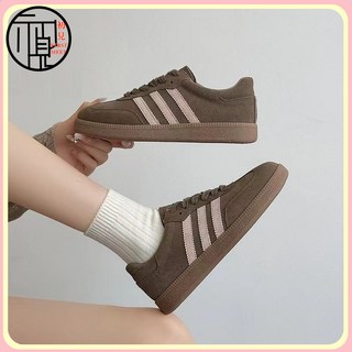 百搭運動平底磨砂皮德訓2024新款春鞦休閒鞋係帶軟底透氣闆鞋