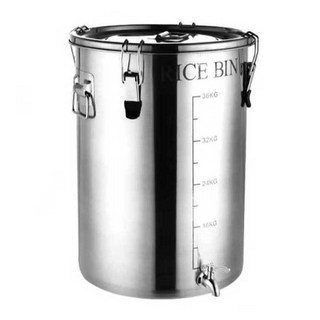 스테인레스 진공쌀통 곡물 보관용기 잡곡통 밀폐, 40kg 통 바퀴바닥 0.8mm, 1개