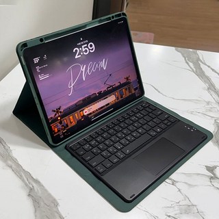 아이패드 에어 6세대 에어7세대 13인치 led 터치패드 블루투스 키보드 케이스 프로 12.9 6 5 4 공용, 에어7/에어6 (M2/M3) 13인치 /프로 12.9, LED터치패드키보드, 다크그린콤비, 1개