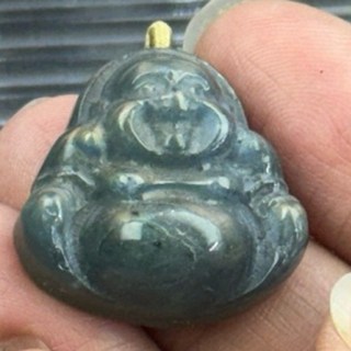 采禪手作 B471 拉長石 佛公 彌勒佛 吊墜孔 22.9*23.9*12.1mm, 1個