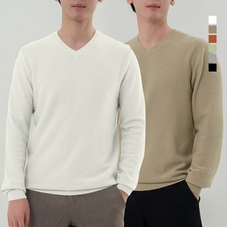 니트코어 남성 촉감좋은 부드러운 베이직 브이넥 니트 니트티 티셔츠 스웨터