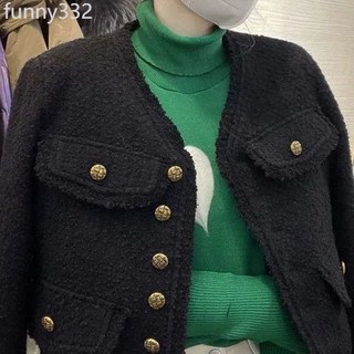 洋氣黑色小香風外套2022春秋款長袖流蘇高檔名媛風寬鬆開衫短外套