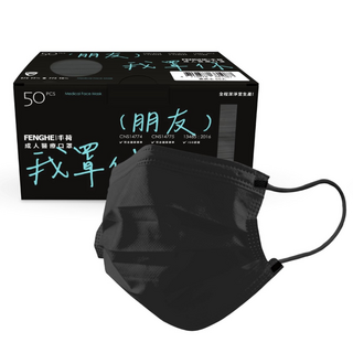 丰荷 FENGHE 成人醫療口罩 極致黑 50入/盒, 1個, 50片