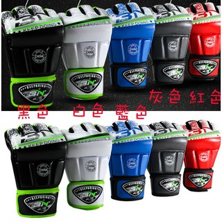 廣隆 BN 半指MMA拳套 拳擊手套 散打手套 搏擊 格鬥 拳套 打擊訓練 搏擊格鬥 武術 泰拳 打沙包 競賽練習, 1個, 成人款L碼-紅色