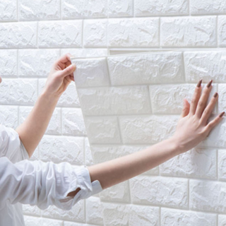 셀프DIY 폼블럭 벽돌 시트지 70X70 사계절 홈리폼 벽면 커버 집 꾸미기 도배, 1개, 화이트 70 x 77cm