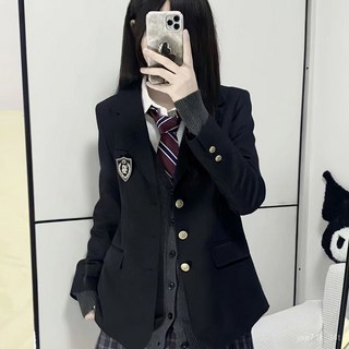 【臺灣出貨 】 酒紅色jk學院JK製服西裝外套新款校供黑色上衣西裝原創女 西裝外套女 西服上衣女 西裝