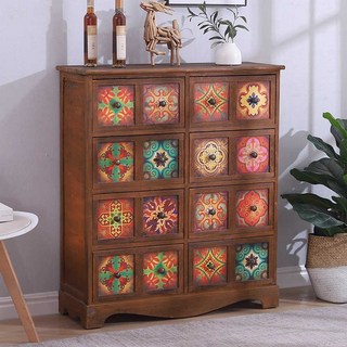 나비장 서랍장 자개장식장 거실 4단 엔틱 문갑, 3. 75x25 30 (밤색/3칸)