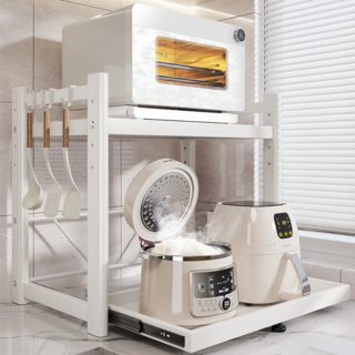 하이퍼랙 높이조절 2단 고강도 슬라이드 대형 전자레인지선반, 티탄 화이트, 1개