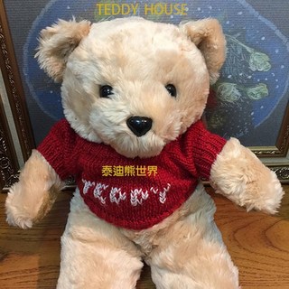 泰迪熊專賣店正版泰迪熊正版泰迪熊【TEDDY HOUSE】泰迪熊 TEDDY BEAR胖胖毛衣熊(大)紅毛衣限量附許願卡, 1個, 棕色, 42cm