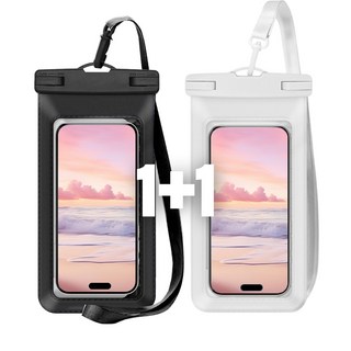 라우드 파스텔 핸드폰 방수팩 1+1 물놀이 방수케이스, 1세트, 블랙+화이트