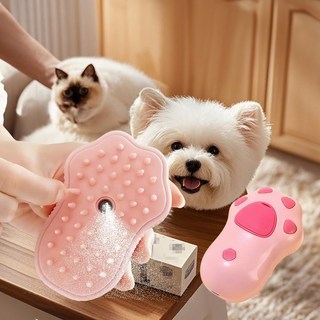 메호라 애완용 안개 분사 스팀 마사지 브러쉬, 핫 핑크, 1개