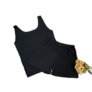 【OniWear】冰絲居家服兩件式套裝 木耳邊無袖背心睡衣 超薄透氣親膚