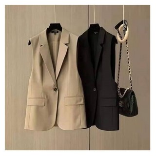 女款無袖西裝馬甲背心 L-2XL 黑色