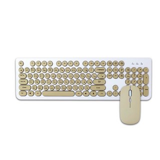 HONG JIN 宏晉 馬卡龍無線鍵鼠組 HJ215S 靜音無線鍵盤滑鼠組 注音倉頡英文鍵盤, 奶茶