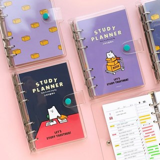 핑크풋 6공 스터디 플래너(A6) 1개 랜덤 공시생 수험생 공부계획 스케줄러 다이어리
