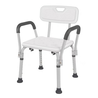 可調高度扶手防滑沐浴椅，長者孕婦洗澡椅，安全穩固浴室凳, 白色全配款, 1個