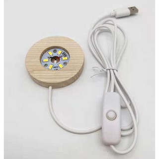 LED燈座 水晶工藝品底座 實木玫瑰鹽燈座 木雕內燈小夜燈 水晶球USB燈座, 高2cm小圓底座*1組暖光(黃光)