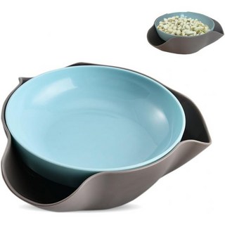 껍질 보관용 Rvdxur 밀짚 피스타치오 볼 더블 접시 스낵 서빙 견과류 해바라기 씨 체리 에다메 과일 캔디 생일 블루, Gray