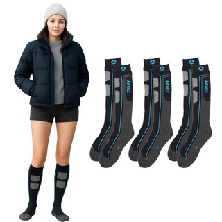 남자 여자 아동 겨울 긴 장목 따뜻한 눈썰매 캠핑 스노우보드 스키양말 3켤레, 블루, 3개