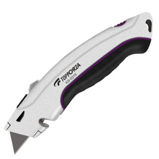 拓伏銳 鋅合金重型美工刀(附4刀片) KS-0316 自動鎖 鋒利 美工刀 SK5 刀片, 1個, 鋅合金重型美工刀(附4刀片),KS-0316, 銀/黑