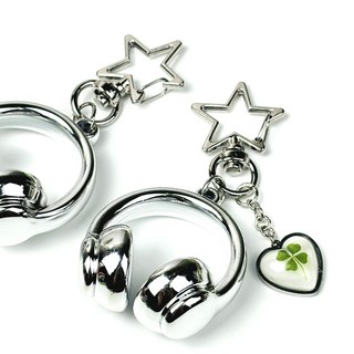 Y2K 럭키 헤드셋 키링 키홀더 열쇠고리 네잎크로버 럭키, 럭키 흰둥이 키링, 1개