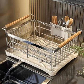 디원리빙 스테인리스 식기건조대 자동배수 무설치 분리세척 심플디자인, 1개, 실버, 1단