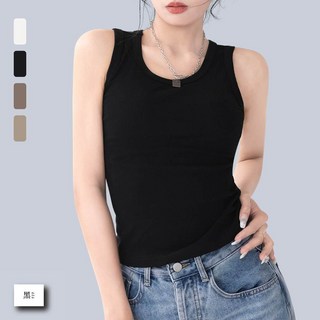 彈性修身削肩背心 - 女生親膚素色純色寬肩帶打底貼身小可愛內搭