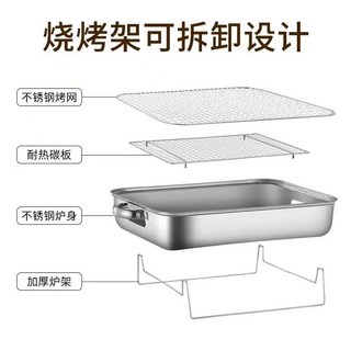 折疊烤肉架 烤肉架 烤肉爐 燒烤架 家用木炭 戶外燒烤架 野外爐子 羊肉串 小型老式烤肉全套, 1個, 38*26cm烤爐送烤網送碳板送爐架