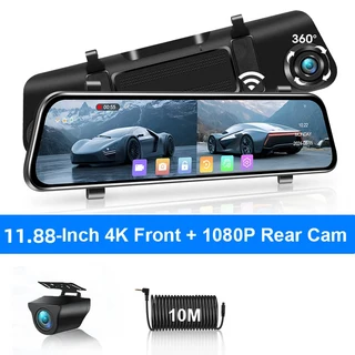 얀사이트 11.88인치 차량용 블랙박스 4K 전방 및 1080P 카메라 와이파이 레코더 듀얼 렌즈 GPS 트랙 타입-C, 01 4K 1080P 10M, 02 없음