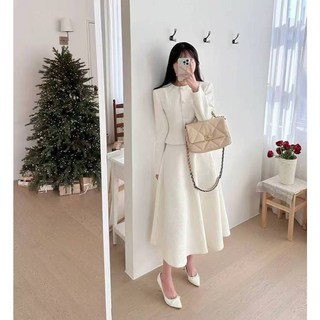 韓國小香風粗呢套裝 氣質秋冬婚禮婚宴服飾