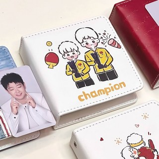 樂優精選 莎頭組合孫穎莎王楚欽皮質一宮格活頁卡冊 拍立得追星小卡收納冊, 莎頭奪冠卡冊【卡冊+40卡位+2擋板】