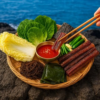 포항 해풍 손질완료 구룡포 햇 과메기 야채 세트, 2개, 5마리 10쪽 야채세트