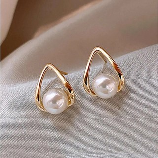 -舉飾無雙-304L不鏽鋼三角形珍珠耳環, 1個