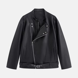 【立領機車風】男士皮夾克 皮衣 機車服 PU皮衣 皮外套 斜拉鍊設計 咖啡色 時尚潮流 春秋季穿搭 設計感外套