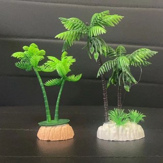 仿真水草魚缸裝飾，椰子樹水族箱造景，適用於大小魚缸和龜缸, 小椰子樹2個+大椰子樹2個（無贈送）, 1個