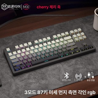 RICCKS RS8 텐키리스 무선 기계식 키보드 릭스 87키, 체리 MX RGB 블루스위치-핫스왑, 마이크로 더스트 87키 측면각인 3모드, 청축